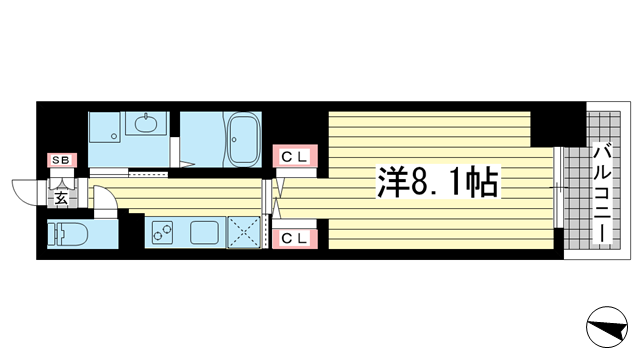神戸市中央区琴ノ緒町(JR東海道本線(近畿)三ノ宮)のマンション賃貸物件 間取画像